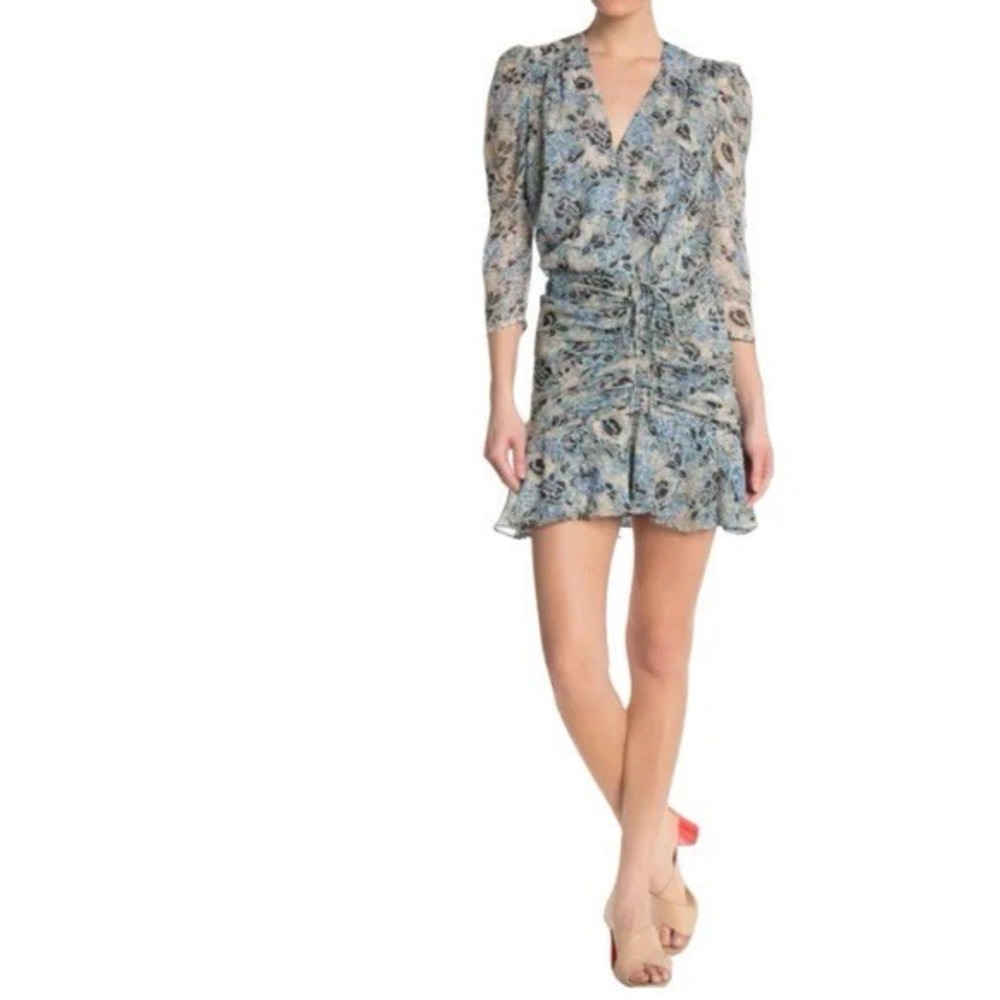 Veronica Beard Silk Floral Maggie Wrap Dress Size 4 Blue Multicolor $450 - Picture 3 of 10